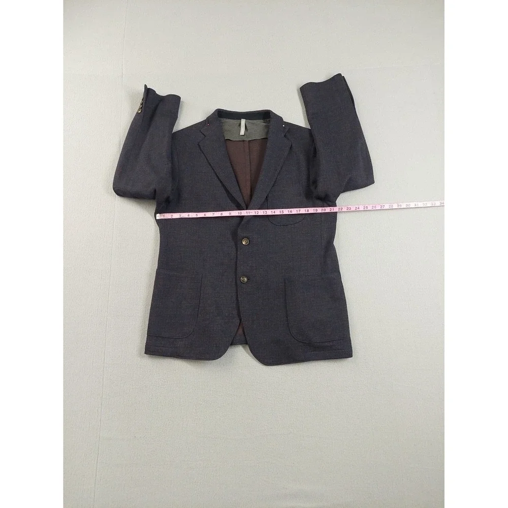 Samuelsohn Men Blazer Jacket 44R Blue Herringbone 100% Wool Single Breasted Work